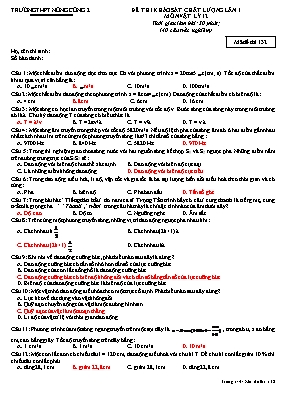 Đề thi khảo sát chất lượng Vật lí 12 lần 1 - Mã đề 132 - Trường THPT Nông Cống 2